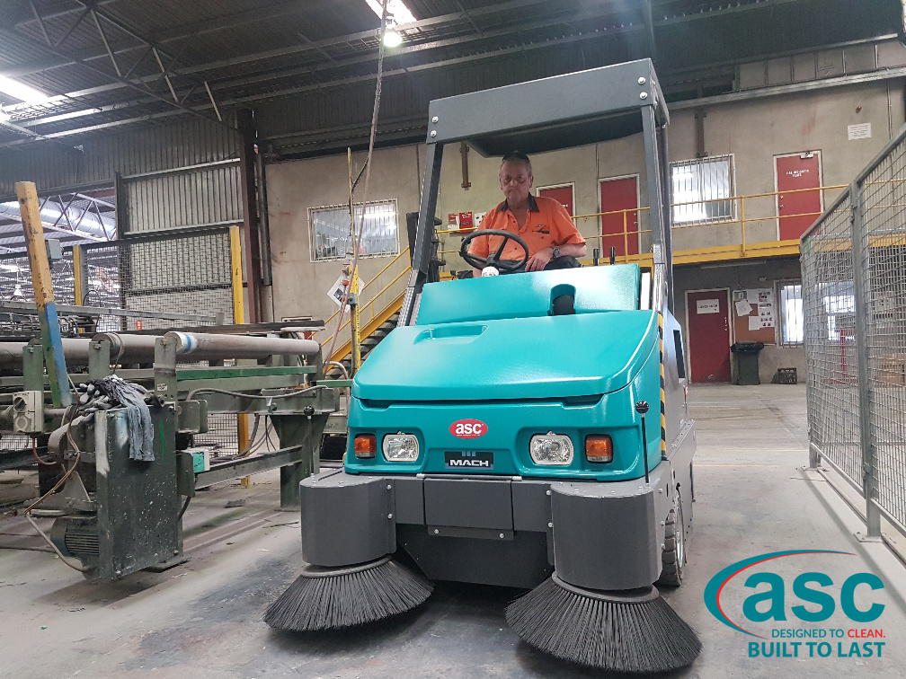 Operator Driving The ASC Eureka M6 Sweeper At BGC's Plant