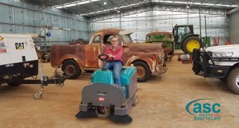 Tumbar Grazing Purchases the ASC M3 Sweeper to Keep Massive New Farm Shed Free from Red Outback Dust