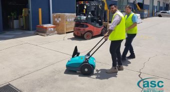 Kilgaro Gets Rid of the Dust Build Up Problem with Low-Cost Investment in the ASC MEP Sweeper ASC MEP Push Sweeper At Kilgaro’s Distribution Center 1