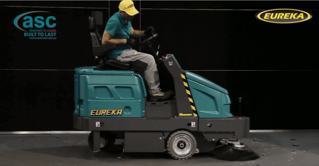 Carpet Cleaning With Large Rider Sweeper