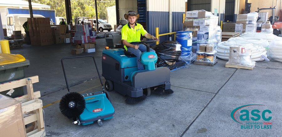 ASC MEP Dust Free Push Sweeper & Ex Fleet Battery Electric M3 Rider Sweeper 1